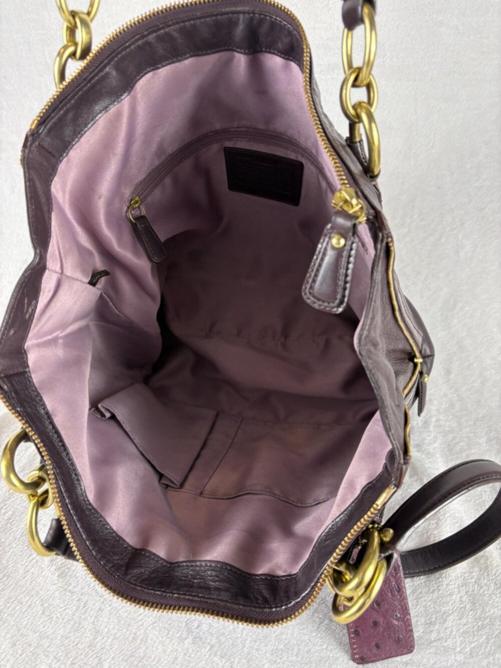 Coach Kristin Spectator Zip Tote in Eggplant/Ostrich Embossed and Patent Leather - Picture 10 of 16